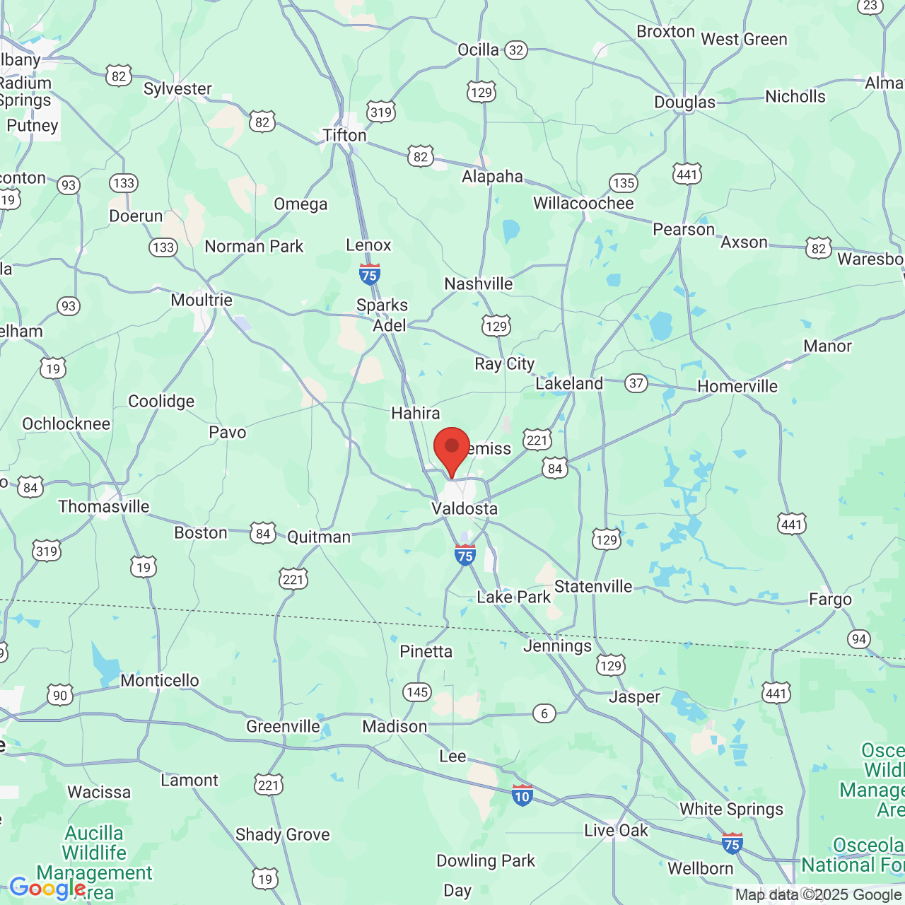 Google map image of our location in 3211 Wildwood Plantation Dr Valdosta, GA